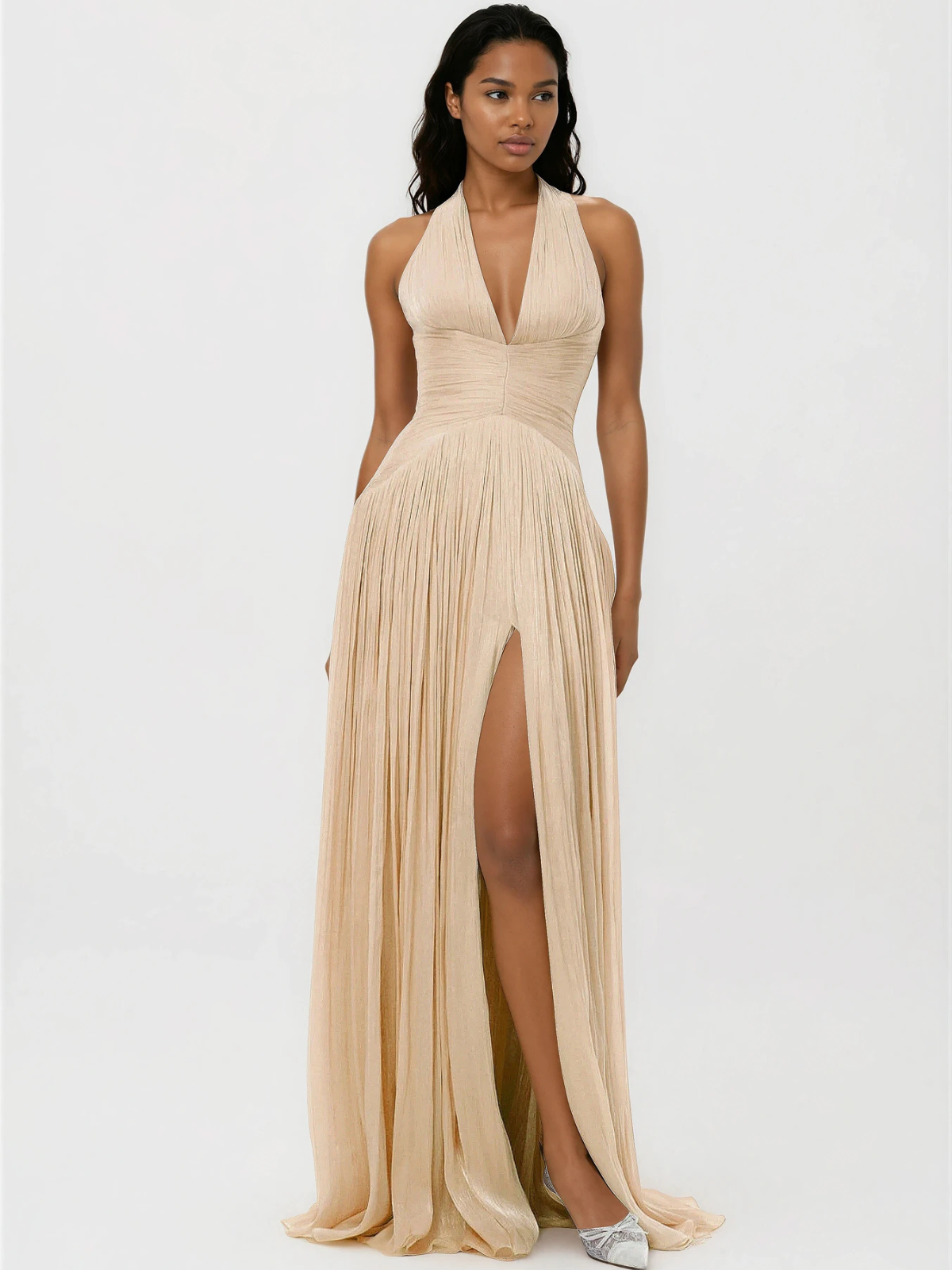 Glossy Gold Maxi Dress