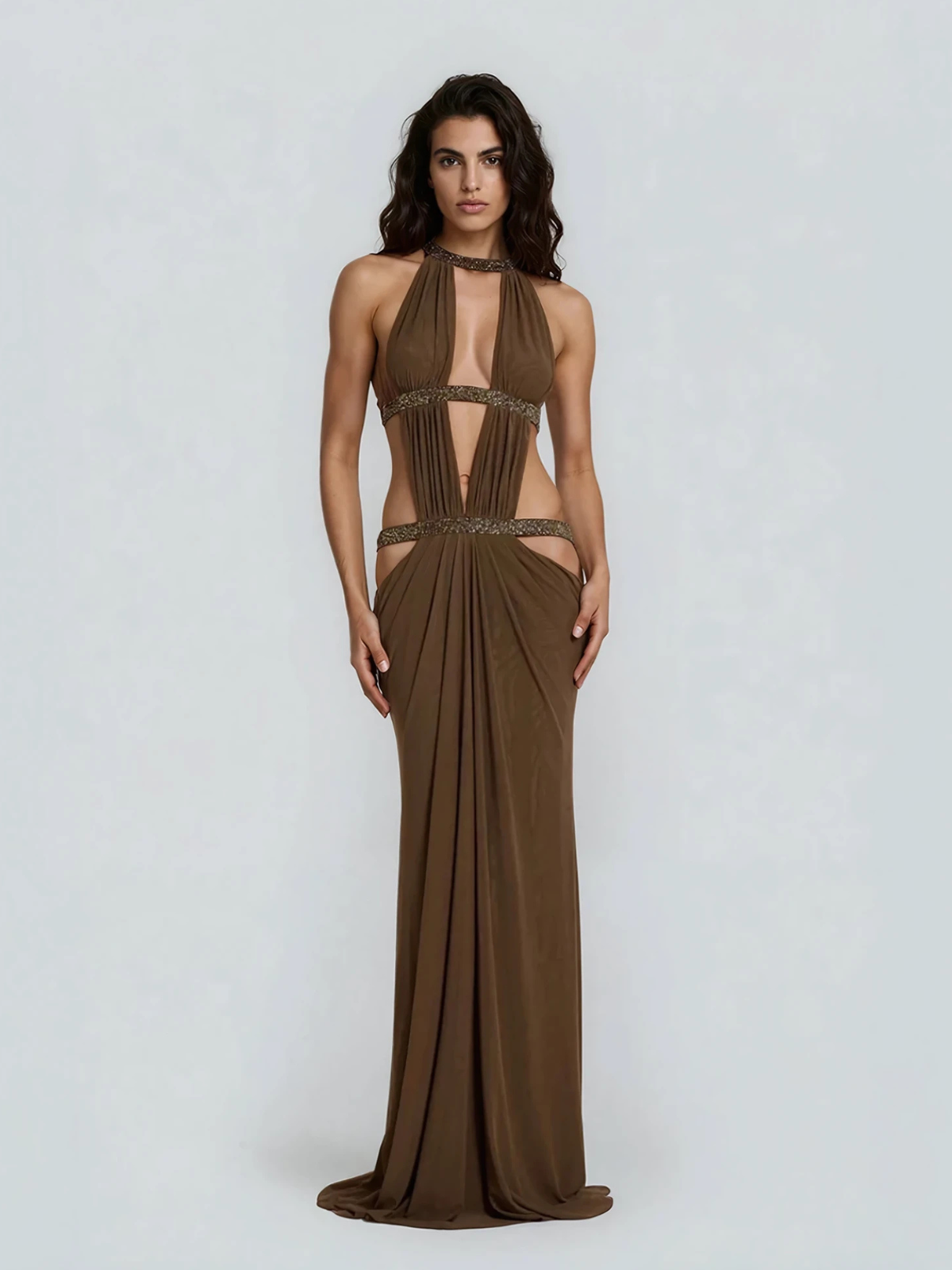maxi dress in chocolate