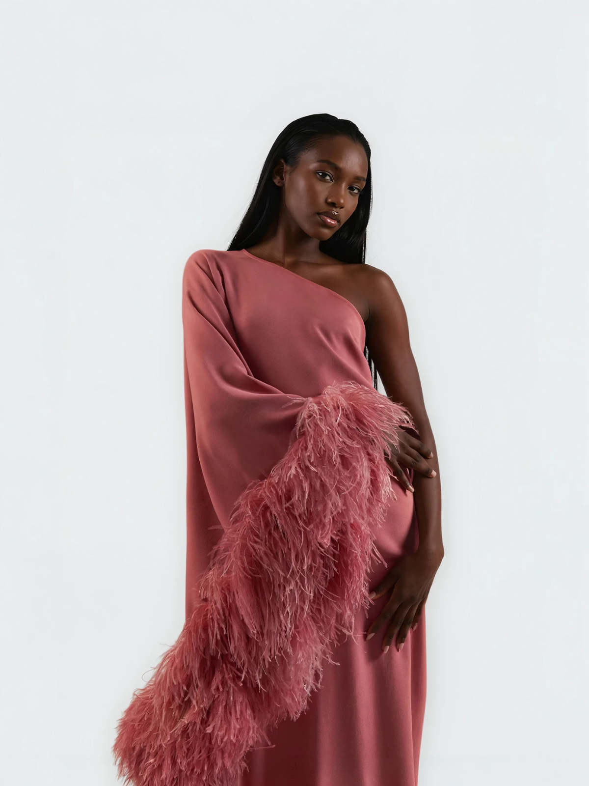 Feather maxi dress