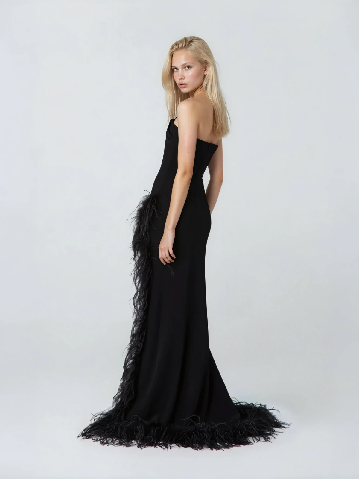 Feather Dress Black