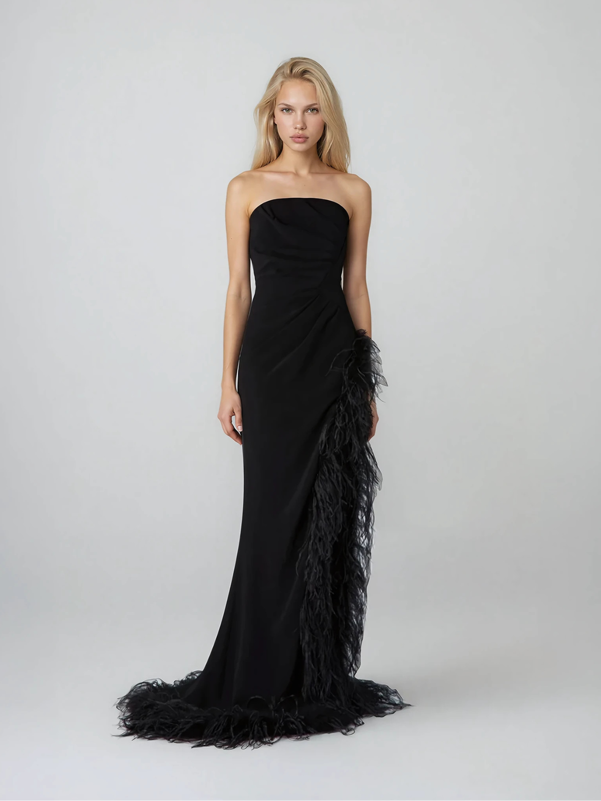 Feather Dress Black