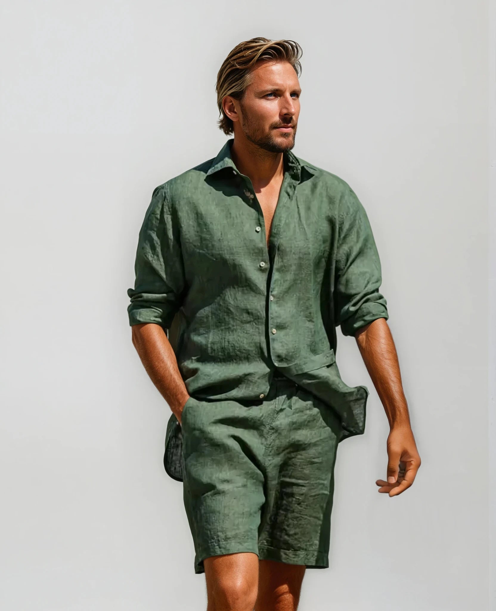 Linen Shirt & Shorts Set