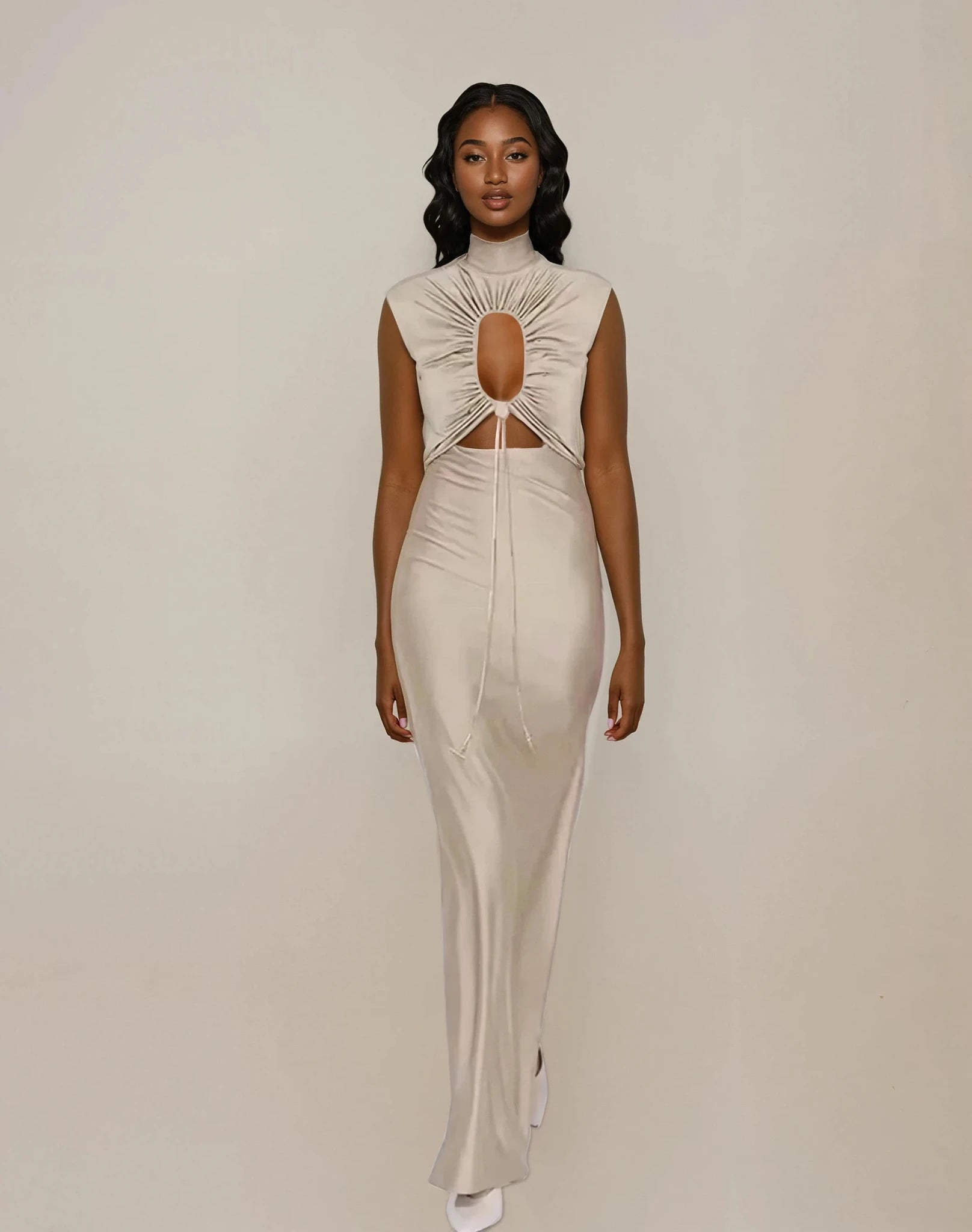 High Neck Satin Gown