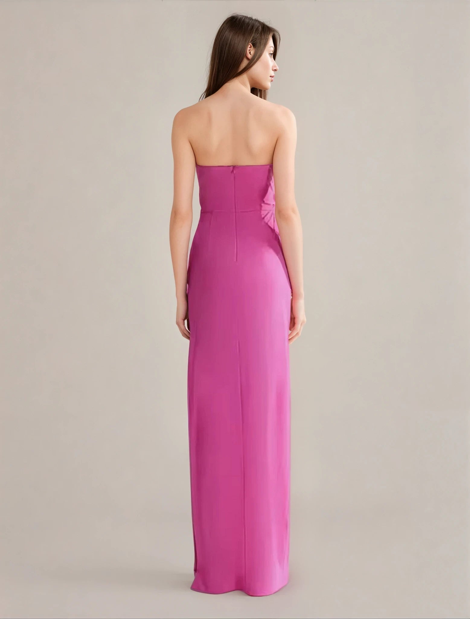 Crystal Cut Out Strapless Gown