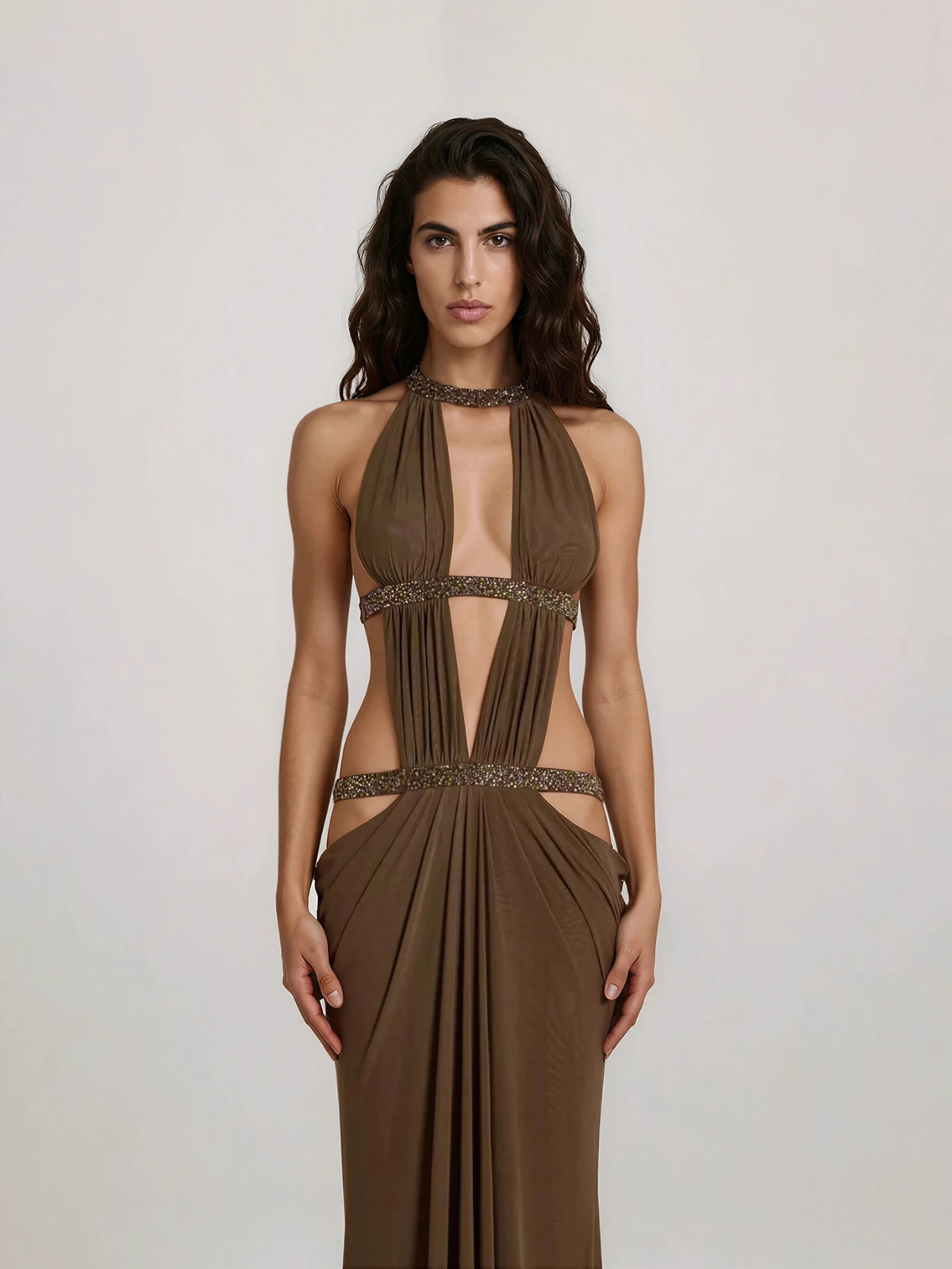 maxi dress in chocolate