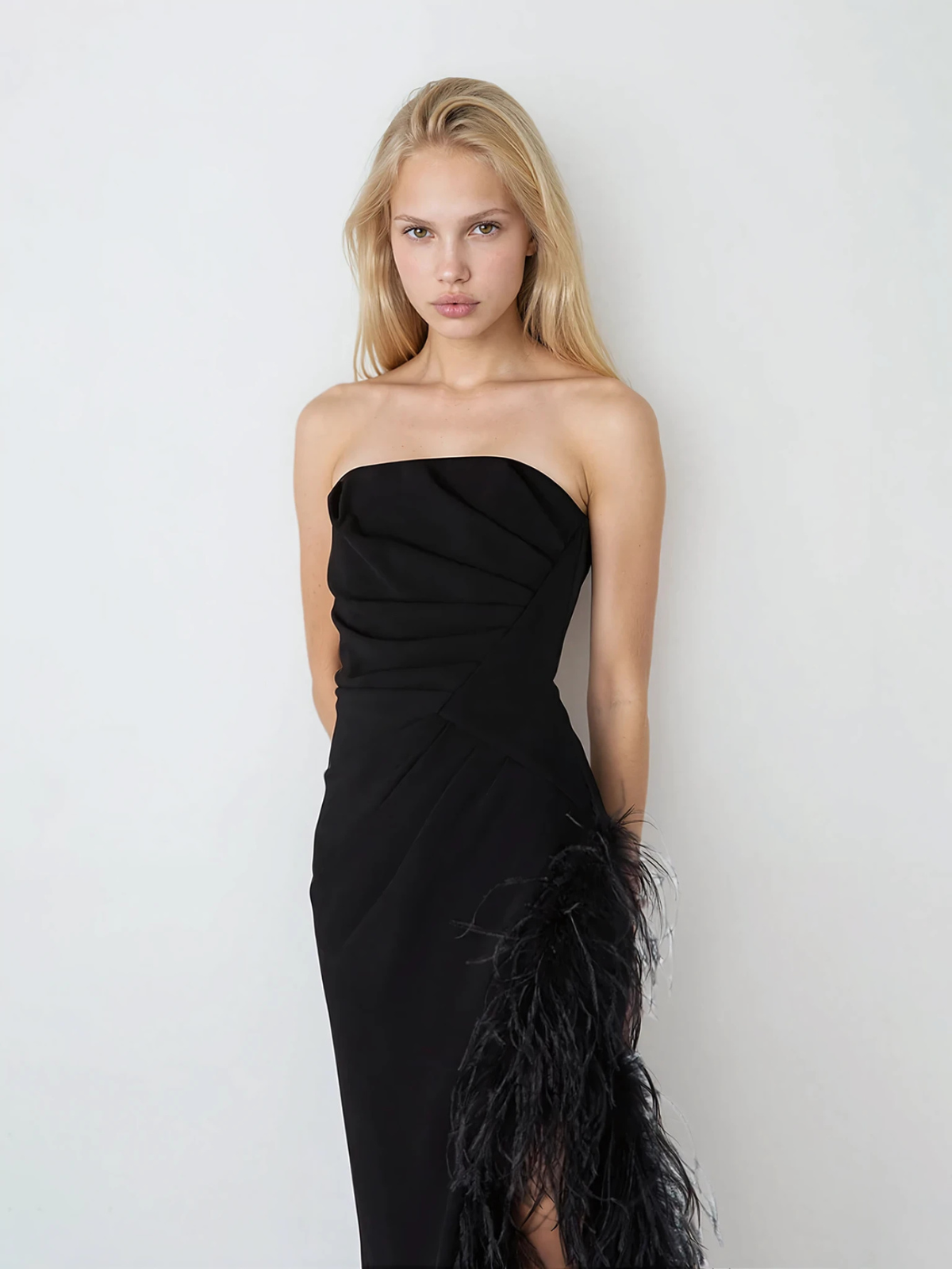 Feather Dress Black