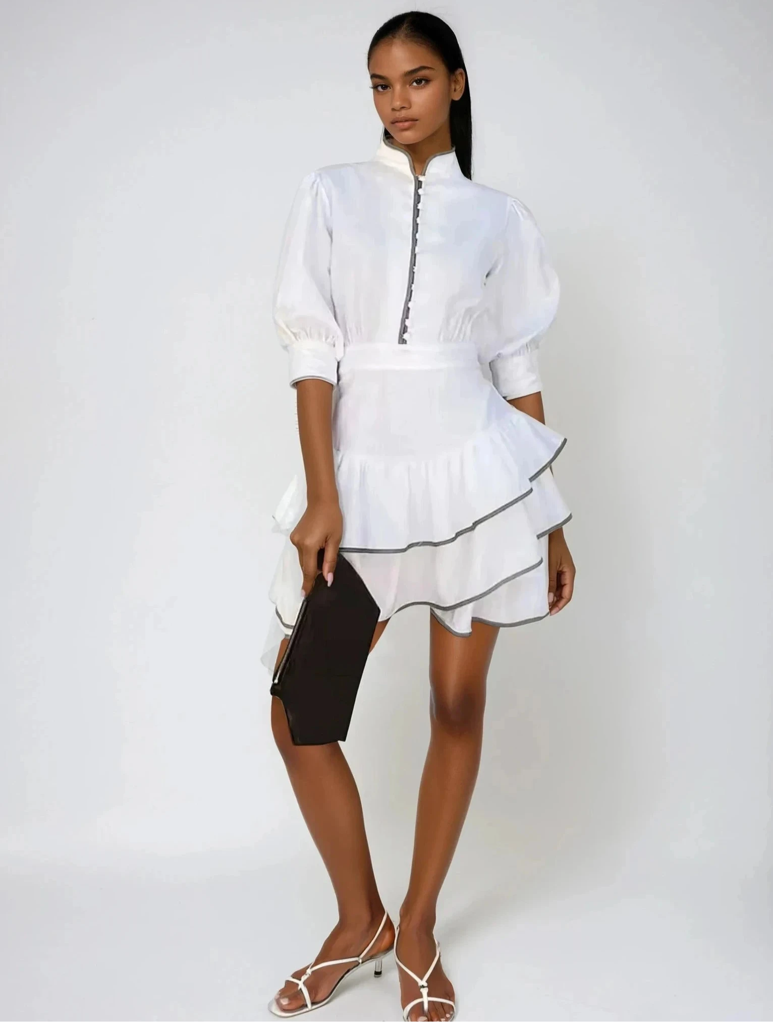 White Ruffle Elegance Dress